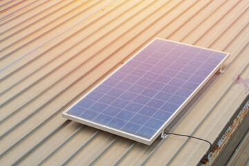 Solar panel on the roof,mini solar cell system. New technology for store and use the power from the...