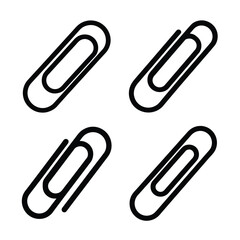 Fototapeta premium Paper clip Silhouette Vector Set Black Icon Collection Isolated on White Background