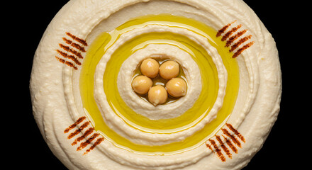 Smooth Hummus Topped with Olive Oil, Whole Chickpeas, and Paprika – Vegan Mediterranean Dip