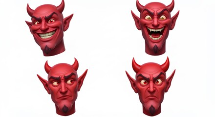 Obraz premium Devil character head expressions