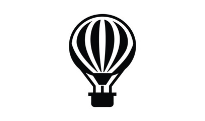 Obraz premium Classic hot air balloon silhouette with basket against a clean white background