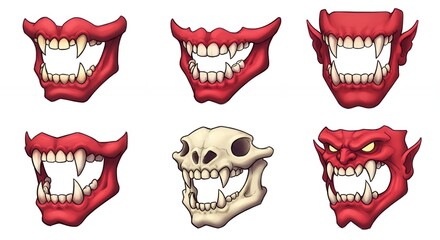 Monster mouth illustrations graphic design elements