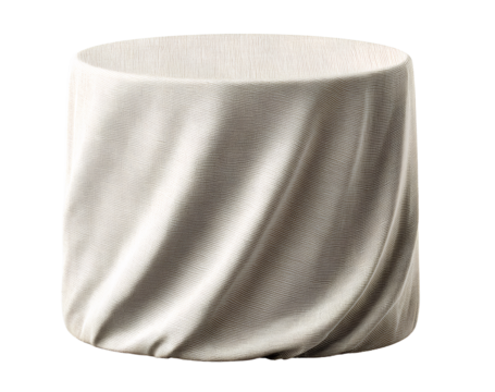 Round Podium Wrapped in Fabric with Wrinkles and Shadows, Front View, Isolated on Transparent Background