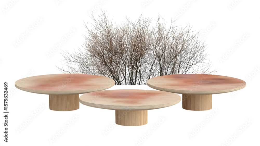 Poster decorative table arrangements with natural elements minimalist studio 3d render