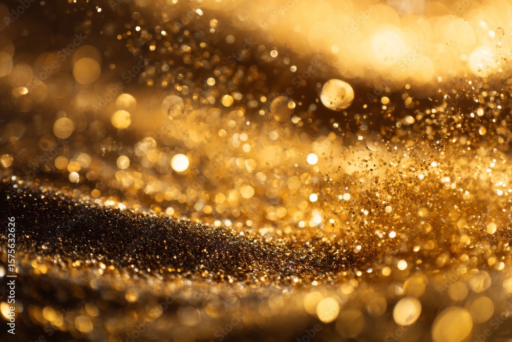 Aufkleber captivating golden glimmer with sparkling bokeh effect in dreamy background