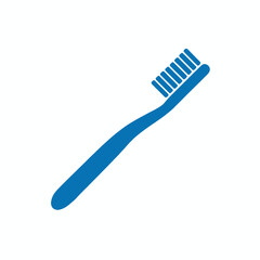 Simple blue toothbrush icon on a clean white background for dental hygiene