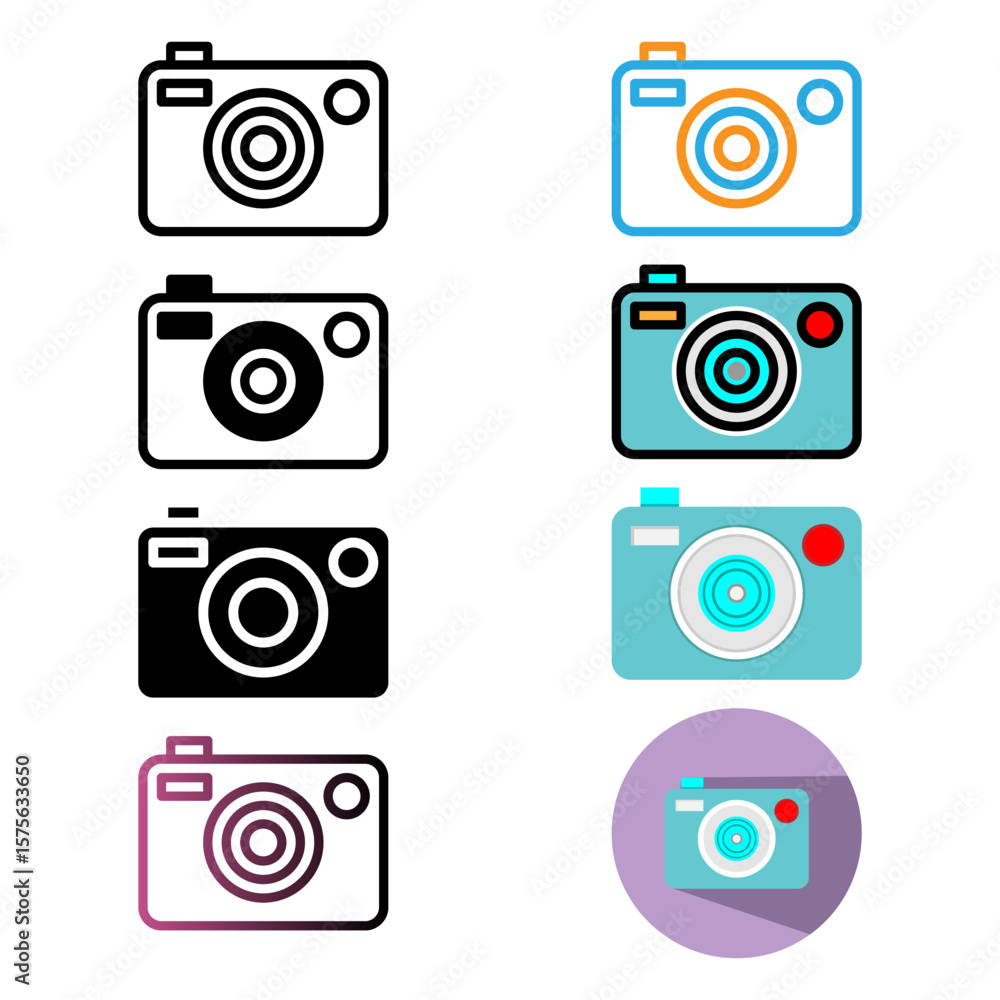Poster set camera icon. editable stroke icon collection. can be used for websites and mobile apps.