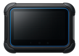 Headrest monitor featuring a rugged design with shock-absorbent edges and waterproof casing