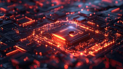 3D concept of data protection with glowing tech shield and security padlock, digital safety and privacy technology