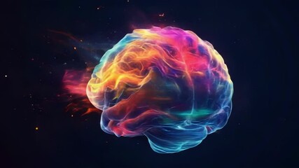 Abstract brain-like form in vibrant colors - Powered by Adobe