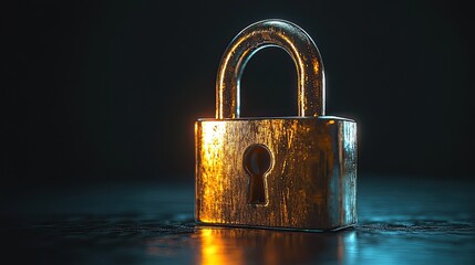 3D front view of padlock icon representing digital security, privacy protection, and encrypted access in online systems