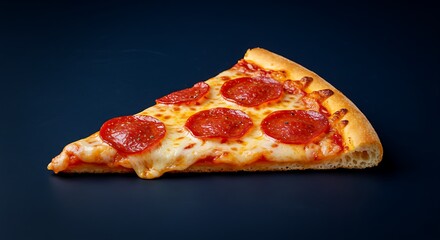 Slice of Pepperoni Pizza on Dark Background