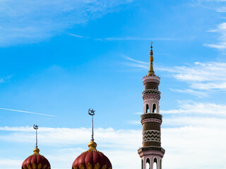 Masjid dome islam on blue sky, isra miraj namaz blue sky background mubaruk greeting islam ramadan element masjid aqsa hajj kaaba umrah eid arabian religion islamic arab muslim greeting miraj kaaba.