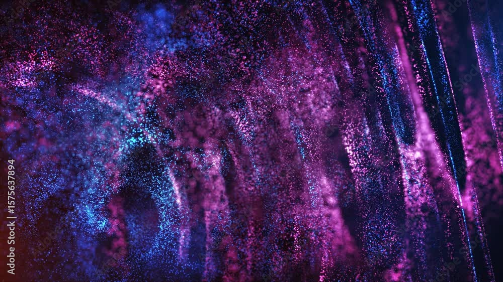 Aufkleber abstract blue and pink particles flowing and swirling in dark space, creating a magical, cosmic and 