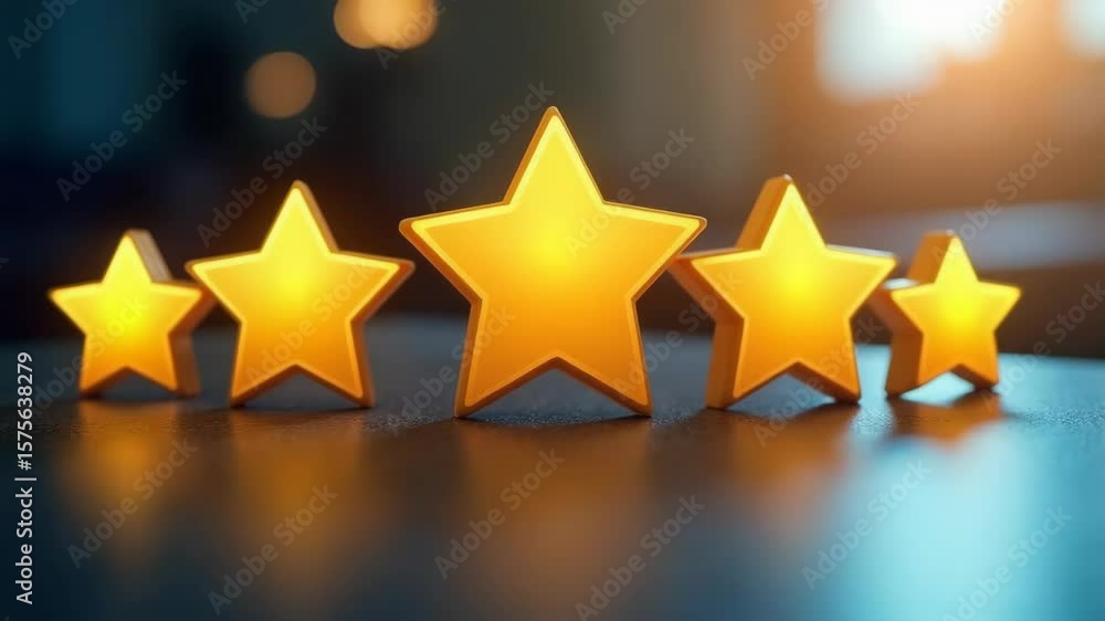 Poster gold five star rating feedback on virtual sreen. customer review satisfaction feedback. concept of s