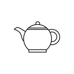 A simple black and white line art vector icon of a classic teapot. Perfect for designs related to tea, hot beverages, cafes, kitchens, and home drink preparation.