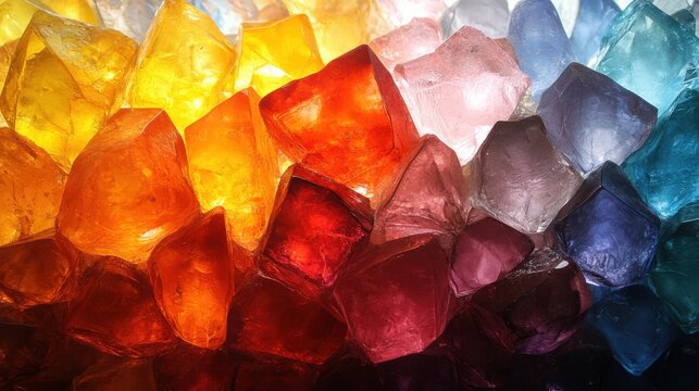 Arrangement of Colored Translucent Crystals