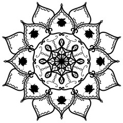 Mandala  flower black and white