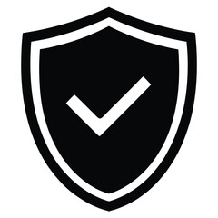Shield icon with checkmark symbol representing security approval and protection concept