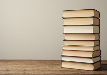 A stack of old books on a table represents knowledge and literature for reading and study