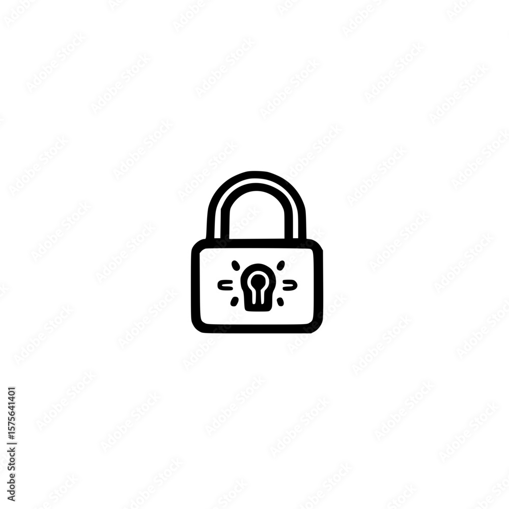 Poster key inserted in padlock illustrating concept of unlocking security safety and access control