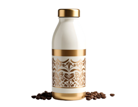 Elegant bottle with coffee bean backdrop - Powered by Adobe