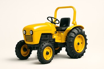 Obraz premium Mini tractor yellow color white background