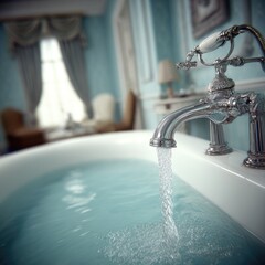 Water flowing into a vintage bath