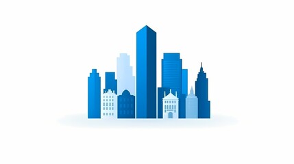 Fototapeta premium Urban skyline silhouette in shades of blue.