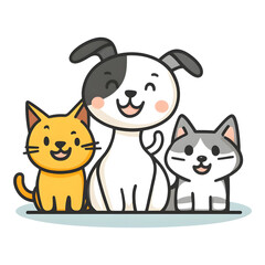 Fototapeta premium Playful pets together home illustration cozy environment front view friendship concept