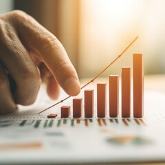 Hand points to rising graph