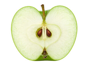 Green apple sliced in half