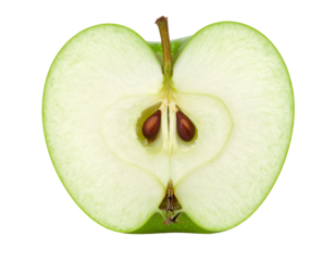 Green apple sliced in half