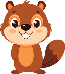 Obraz premium Happy Cartoon Squirrel Character
