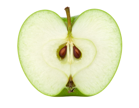 Green apple sliced in half