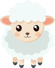 Fototapeta premium Cartoon Lamb with Fluffy Wool 