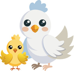 Fototapeta premium White Bird with Chick and Egg Vector 