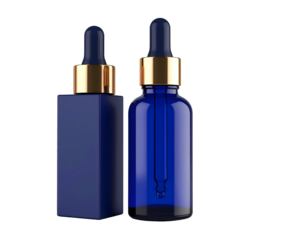 Blue bottles of beauty serum product
