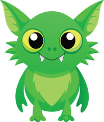 Cute Green Baby Dragon Cartoon Vector
