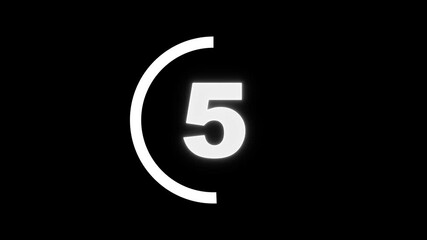 Countdown timer from 10 to 0 seconds real time. Animated number 10 countdown graphic on black background with modern minimalist design. - Powered by Adobe