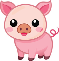 Obraz premium Smiling Cartoon Pig Vector Face 