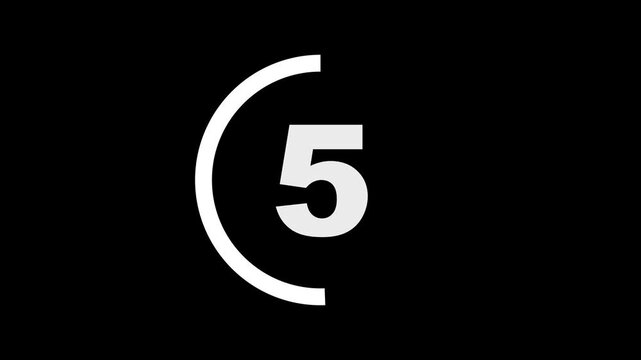 Countdown timer from 10 to 0 seconds real time. Animated number 10 countdown graphic on black background with modern minimalist design.