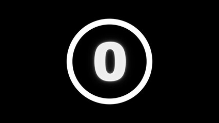 Countdown timer from 5 to 0 seconds real time. Animated number 5 countdown graphic on black background with modern minimalist design.