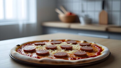 cheese pizza with chopped sausage topping