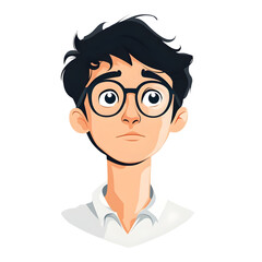 Surprised young man with glasses studio setting digital illustration close-up view emotions