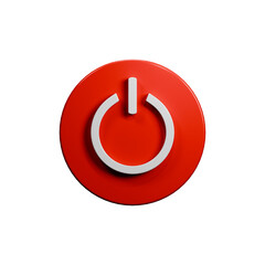 3D Rendered Red Power Button Illustration Icon