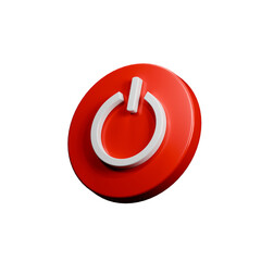 Perspective 3D Rendered Red Power Button Illustration Icon