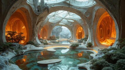 Artistic exhibition of cave dwellings