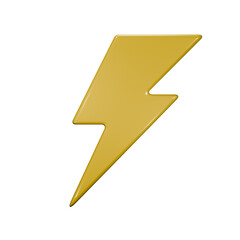 3D Rendered Yellow Lightning Bolt Illustration Icon
