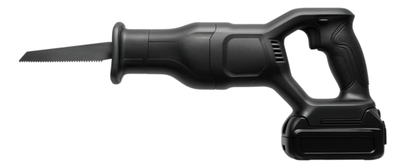Cordless reciprocating saw with a rechargeable battery for mobile demolition work in restricted areas.